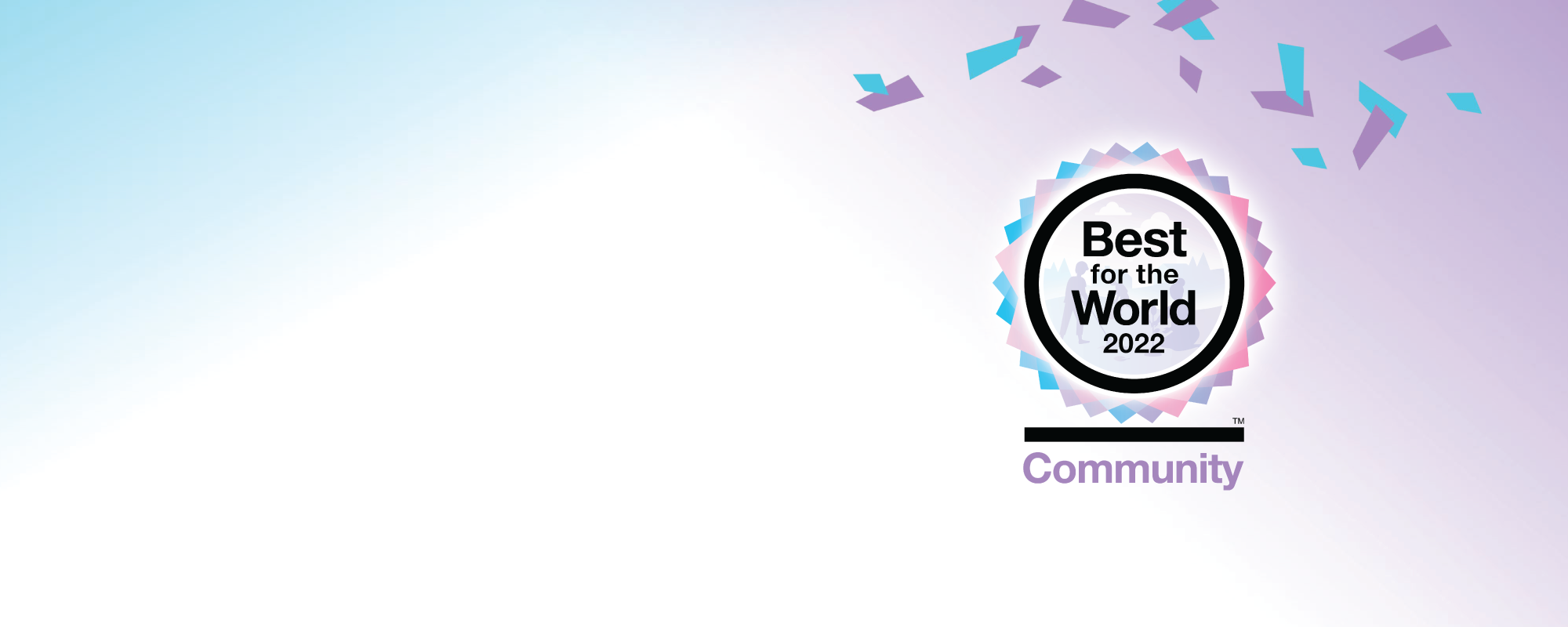 Graphic with Best for the World 2022 community badge with confetti background
