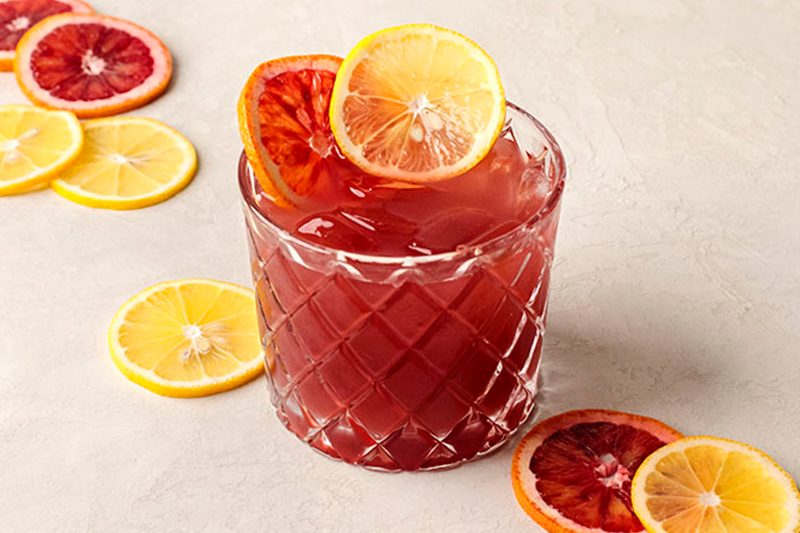 Mocktail decorated with citrus wheels