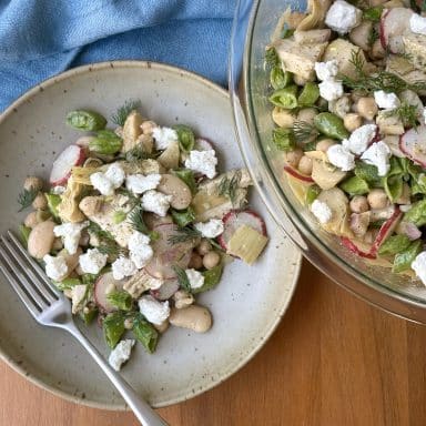 Bean Salad In A Bowl With Blue Napkin