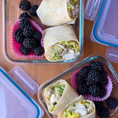 Chicken Caesar Wraps With0blackberries In Tupperware