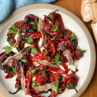 Grilled Jimmy Nardellos With Anchovies In Plate With Broken Bread